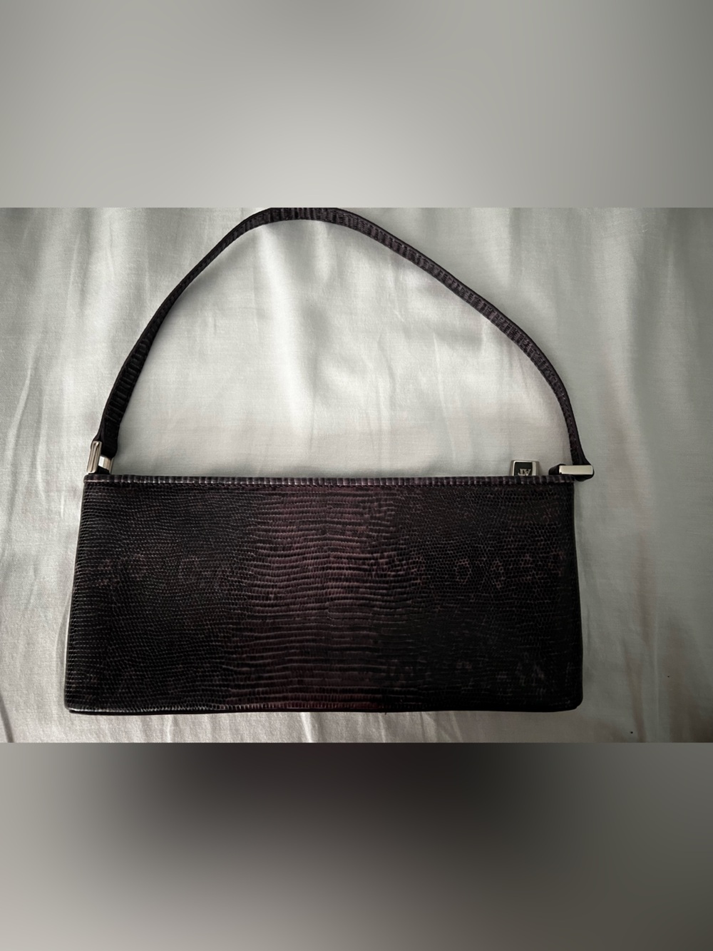 Ann Taylor purple Croc-Texture Shoulder Bag